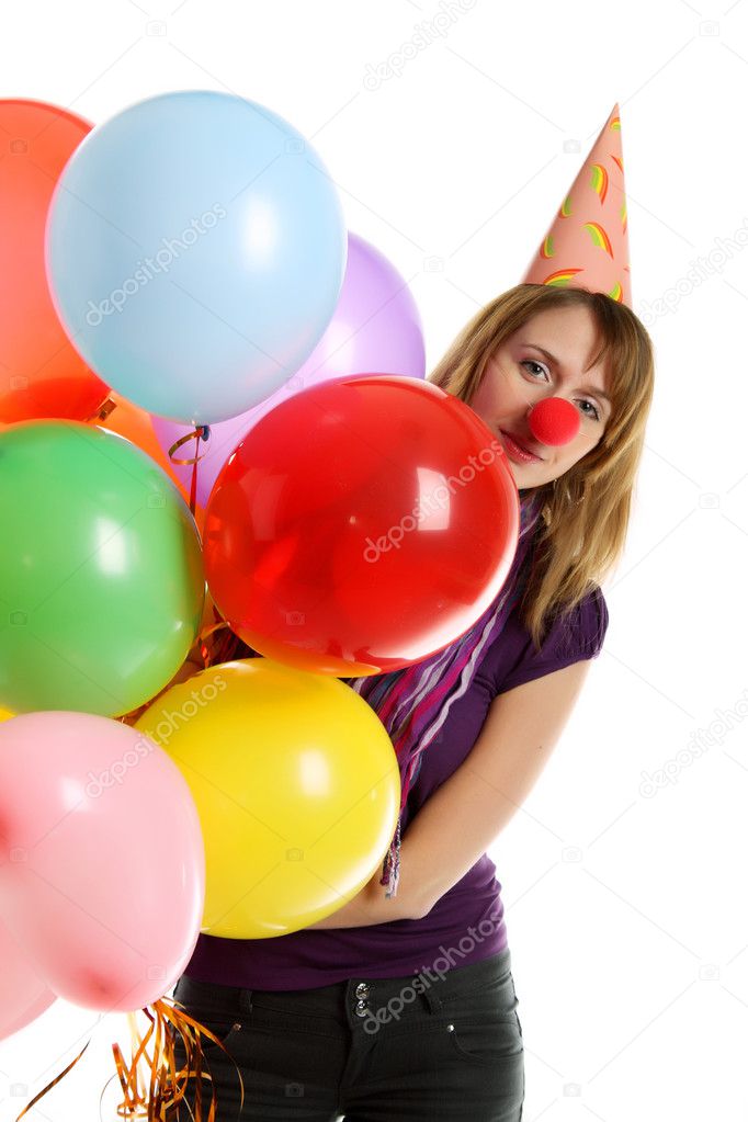 Girl with colored baloons