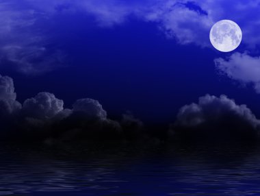 Sky with clouds and moon clipart