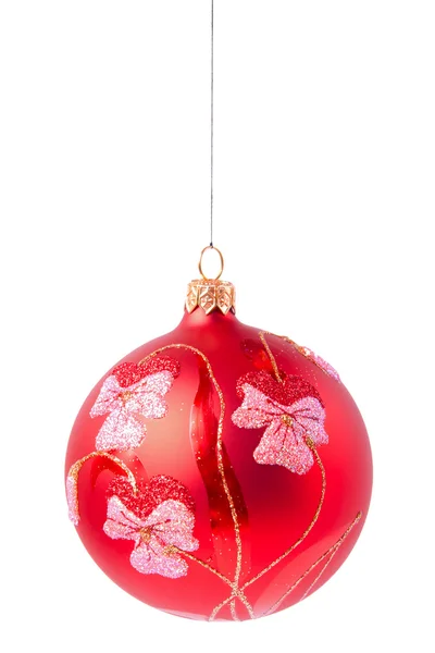 Червоний різдвяний м'яч з орнаментом — стокове фото