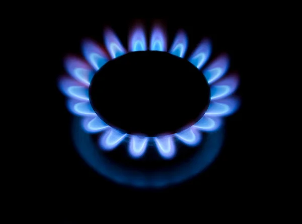 Flamme von Gas-Küchenplatte — Stockfoto