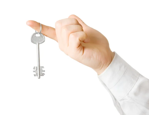 Businessman hand, holding key isolated — Stock Photo, Image