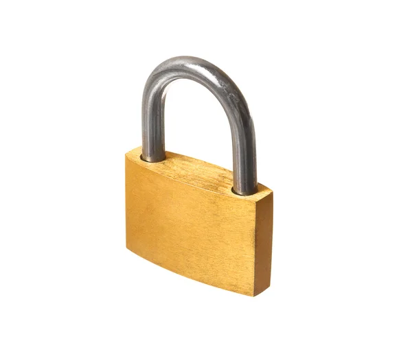 Yellow closed padlock isolated — Stock Photo, Image