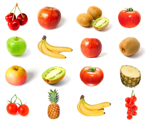 Zbiór owoców i warzyw na białym tle — Zdjęcie stockowe