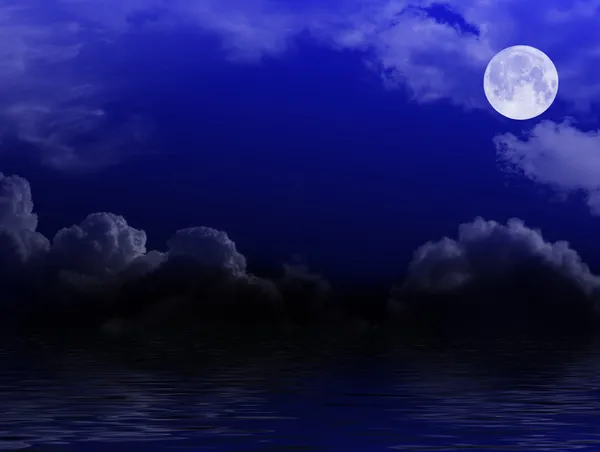 Obloha s mraky a měsícem — Stock fotografie