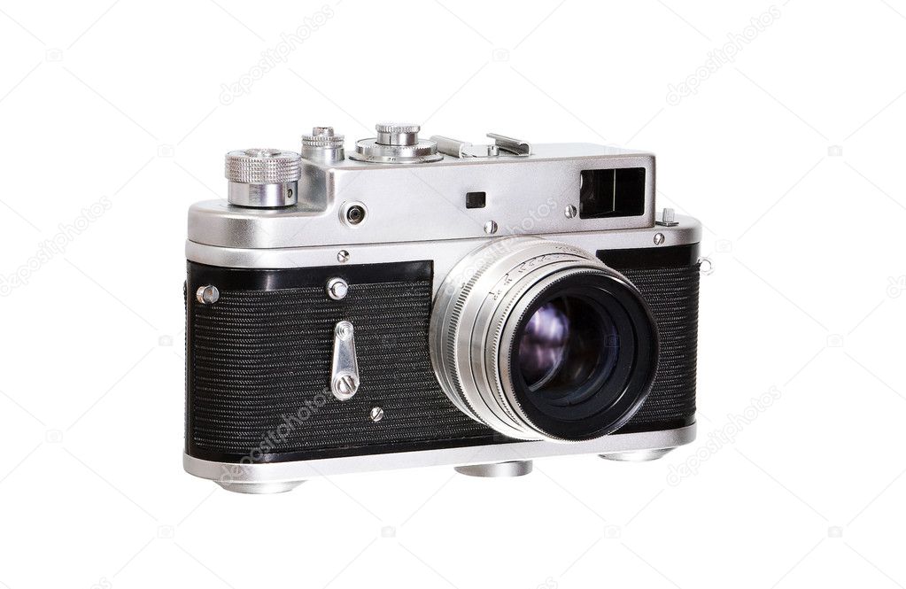 Old photo camera isolated