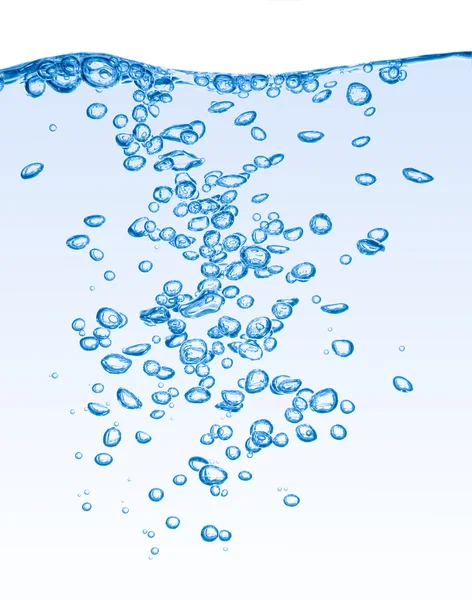 Helder blauw water bubbels geïsoleerd — Stockfoto
