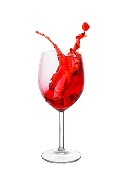 Splash em um copo de vinho tinto — Fotografia de Stock