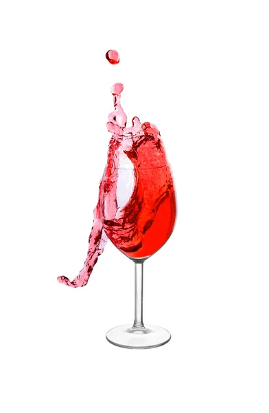 Splash em um copo de vinho tinto — Fotografia de Stock