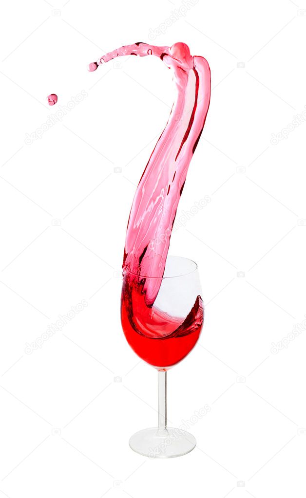 Splash in a red wine glass