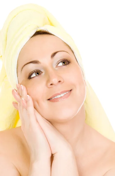 Young woman getting ready for the spa tr — Stock Photo, Image
