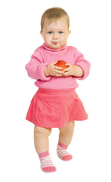 Small baby with apple — Stock Photo, Image