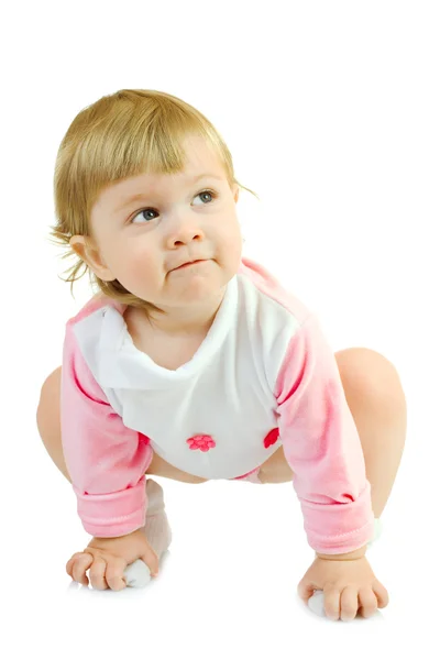 Маленький ребенок делает гимнастические упражнения — стоковое фото