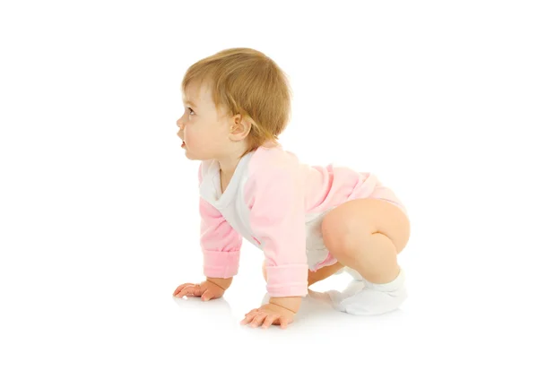 Kleine baby make gymnastische oefening isola — Stockfoto