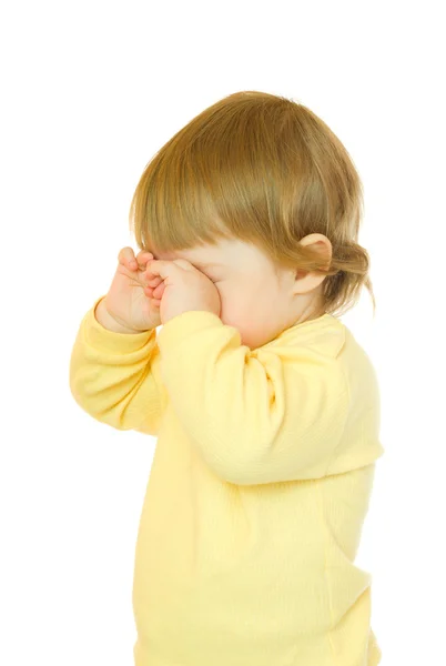 Copil mic în rochie galbenă izolat — Fotografie, imagine de stoc