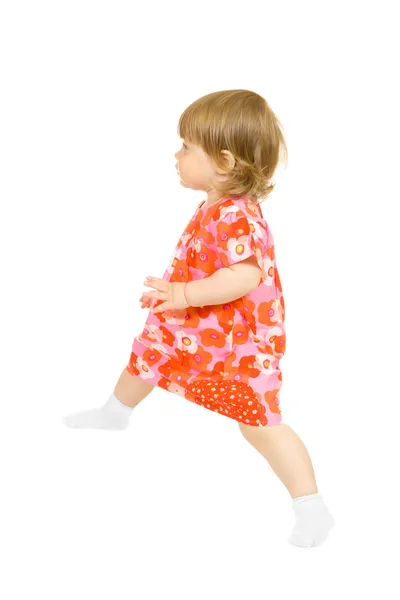 빨간 드레스에 작은 소녀 — 스톡 사진