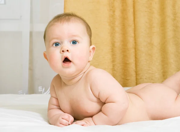 Small baby on bed — Stock Photo, Image