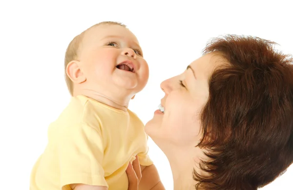 Small baby with mother isolated — Stock Photo, Image