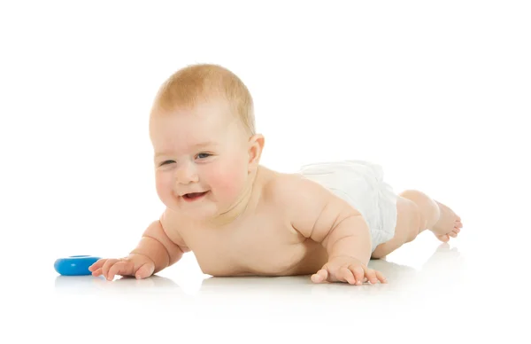 Bebé pequeño con un juguete aislado —  Fotos de Stock