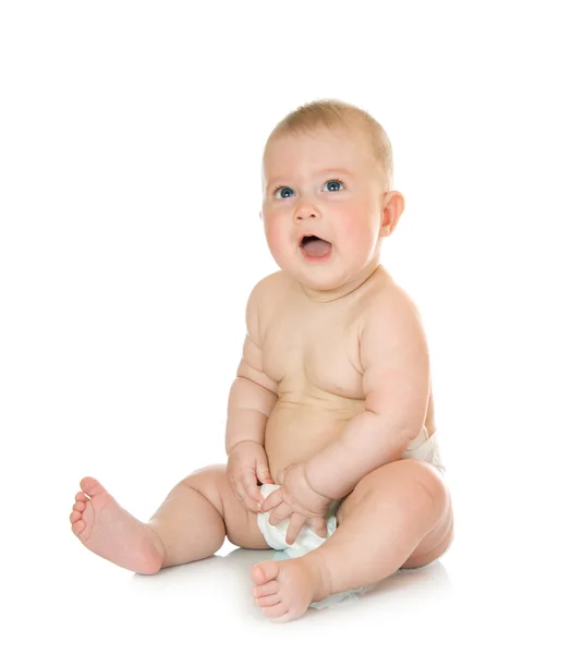 고립 된 작은 웃는 아기 — 스톡 사진