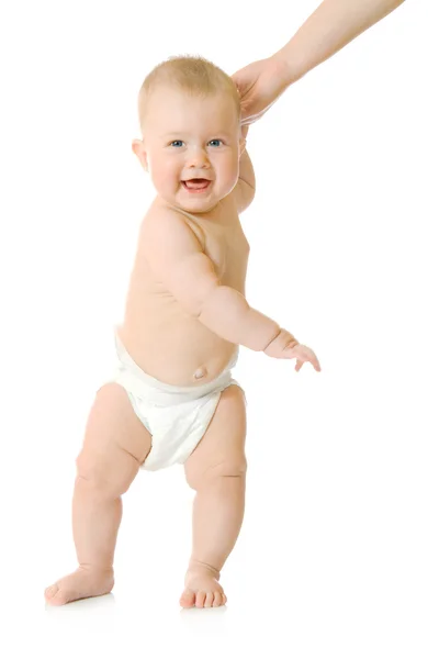 Eerste stappen van kleine baby — Stockfoto