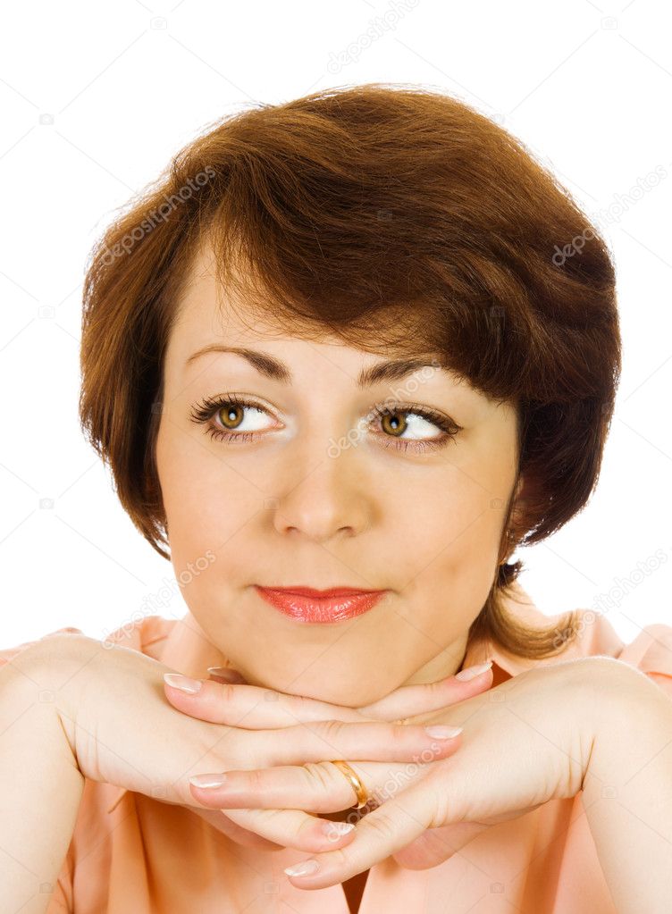 Thinking young woman isolated