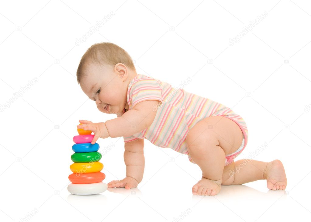 Small baby with toy pyramid