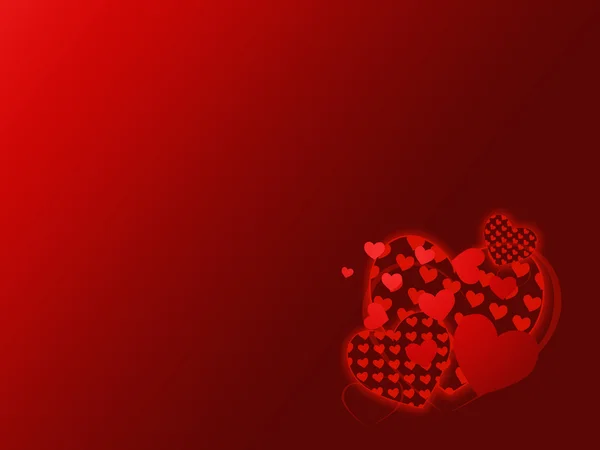 Cartão de dia dos namorados com corações vermelhos — Fotografia de Stock