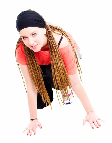 Giovane adolescente ragazza pronta a correre sopra wh — Foto Stock
