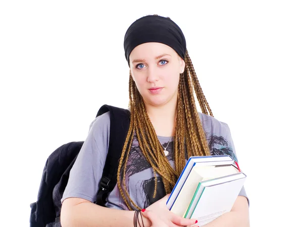 Teenager studentský batoh a bo — Stock fotografie