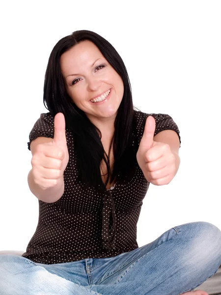 Woman with her thumb up — Stock Photo, Image
