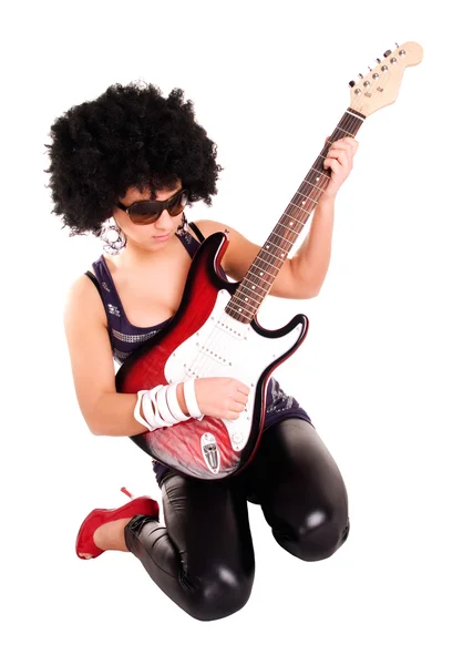 女の子ホールディング ギター — ストック写真