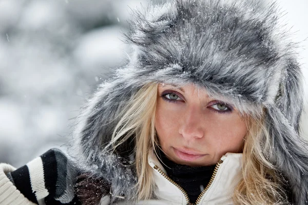 Портрет зимней женщины — стоковое фото