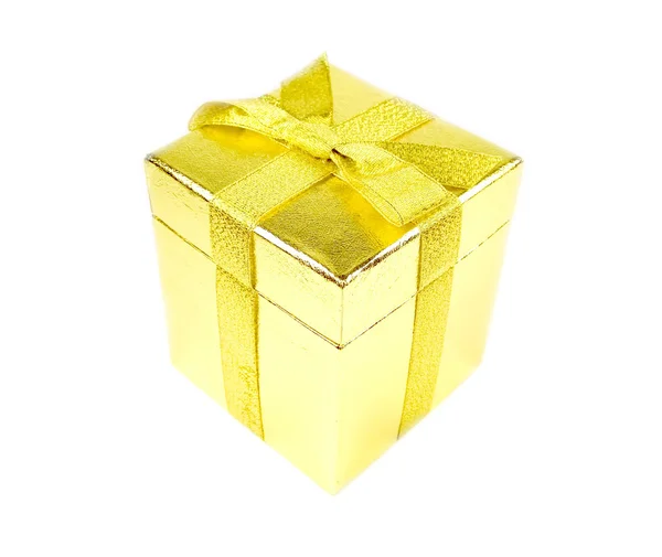 Caixa de presente brilhante dourada — Fotografia de Stock