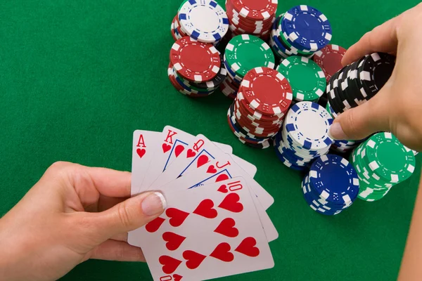 Cartes avec arrangement poker — Photo