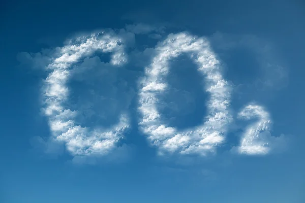 Felhők formáját a co2 szimbólum - globális felmelegedés — Stock Fotó