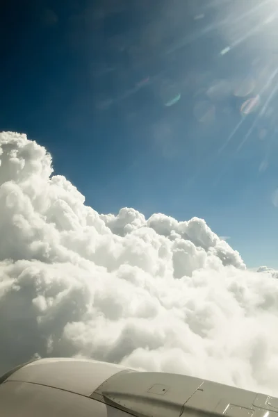 stock image Blue sky with white clouds from plane point of v