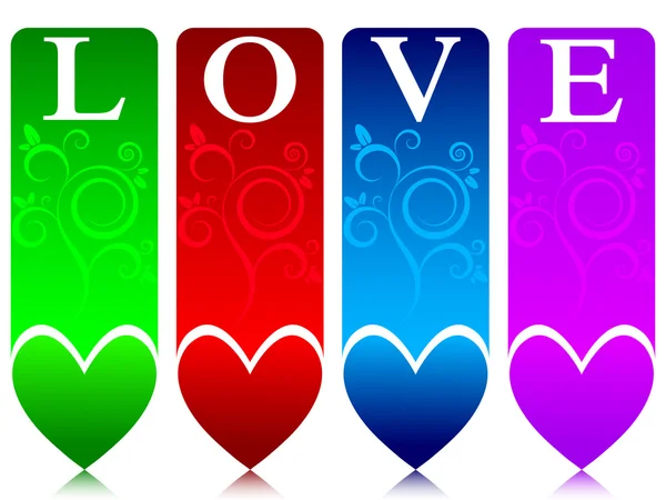 Bandeiras de amor coloridas — Vetor de Stock