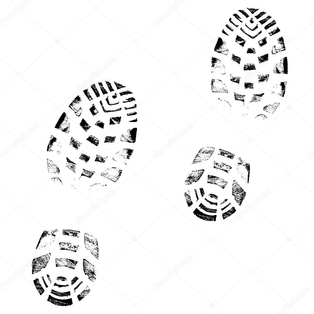 Boot print vector on white background