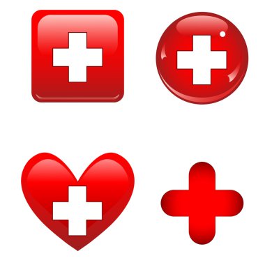 Red medical icons clipart