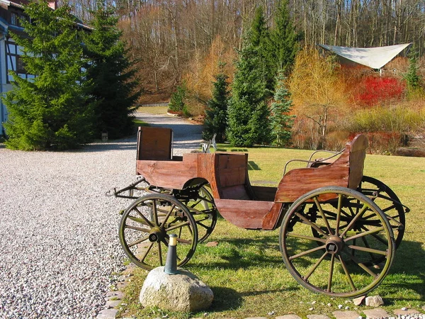 stock image Landscape, the cart in the foreground