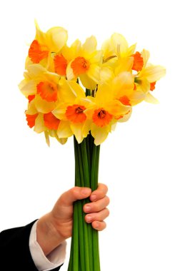 Hand holding flowers clipart