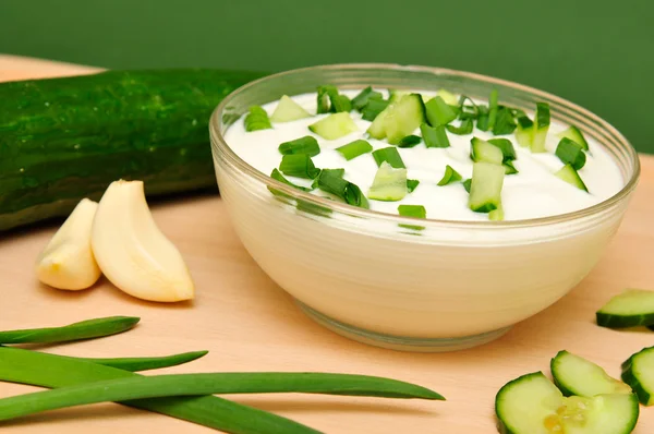 Yoghurt with the cucumber — Stock Photo, Image