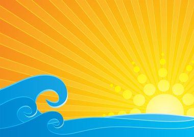 Sunset over sea clipart