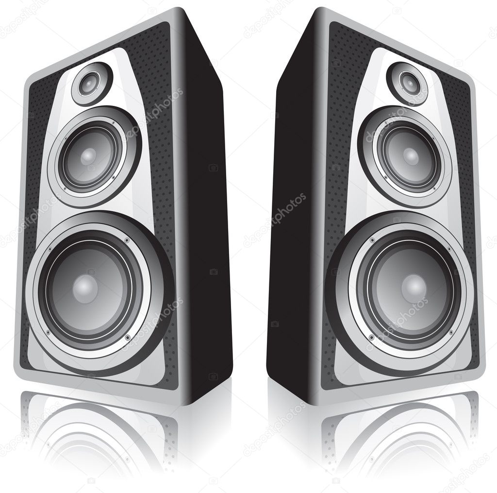 Speakers on white background
