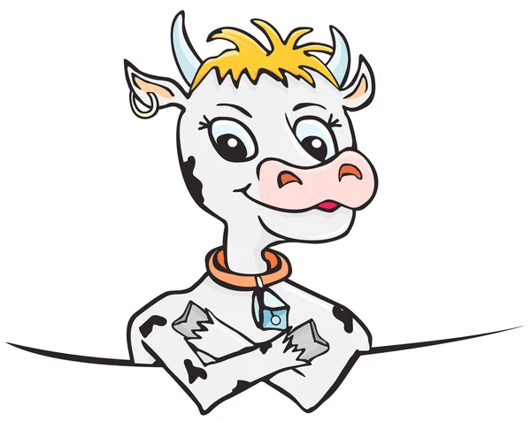 Doce vaca atrás de bordo —  Vetores de Stock
