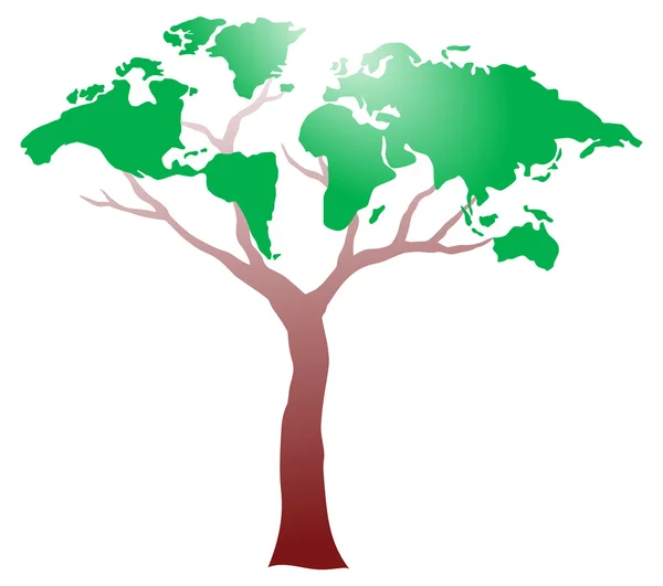VärldenKarta på träd — Stock vektor