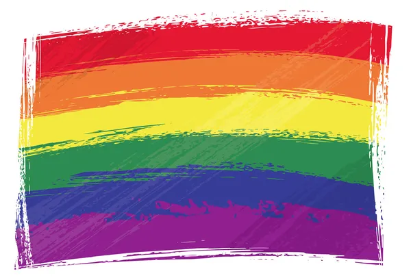 Grunge LGBT Duhová vlajka — Stockový vektor