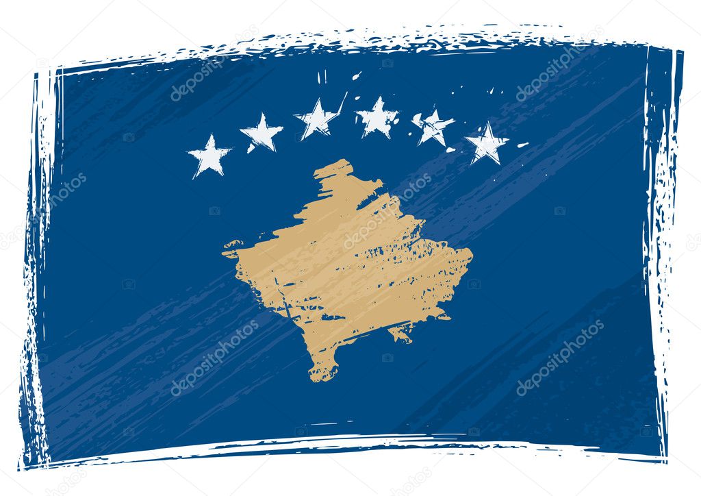 Kosovo flag brush grunge background Royalty Free Vector