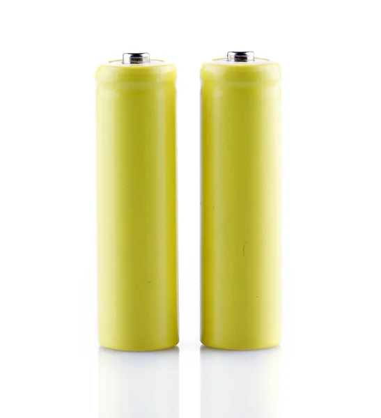 Желтая батарея изолирована на белом — стоковое фото
