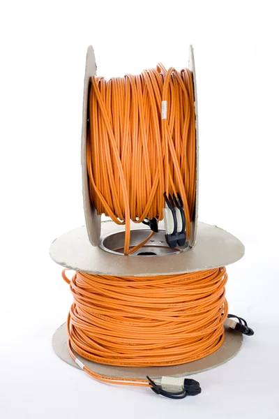 Cabos de fibra óptica conectados — Fotografia de Stock